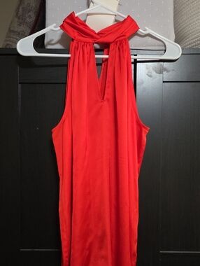 Worthington Red Halter Tank Top with Keyhole